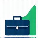 Icon für Business und Management, dargestellt durch eine Aktentasche und ein Wachstumsdiagramm.