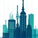 Icon für branchenspezifische Kurse, dargestellt durch mehrere Industriegebäude.