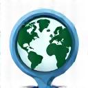 Icon für Sprachlernen, dargestellt durch eine Sprechblase mit einem Globus.